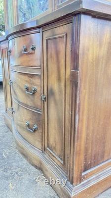 1940s Mahogany Bow Front China Cabinet Hutch Federal Hepplewhite Style Vintage