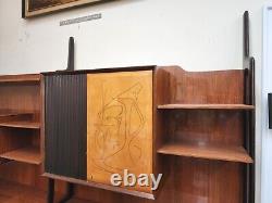 1950's Wall Unit/Dry Bar/Cabinet by Vittorio Dassi, Italy Walnut