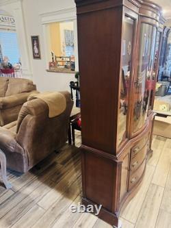1950s Bassett Furniture Monticello Mahogany Serpentine Bow Front Hutch Cabinet