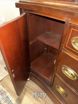 1950s Bassett Furniture Monticello Mahogany Serpentine Bow Front Hutch Cabinet