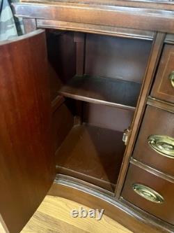 1950s Bassett Furniture Old Shirley Mahogany Serpentine Bow Front Hutch Cabinet