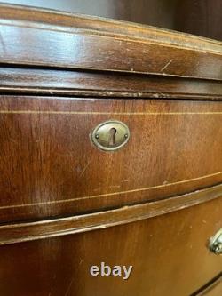 1950s Bassett Furniture Old Shirley Mahogany Serpentine Bow Front Hutch Cabinet
