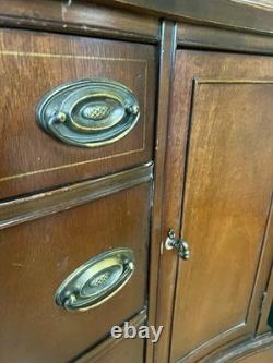 1950s Bassett Furniture Old Shirley Mahogany Serpentine Bow Front Hutch Cabinet