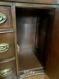 1950s Bassett Furniture Old Shirley Mahogany Serpentine Bow Front Hutch Cabinet