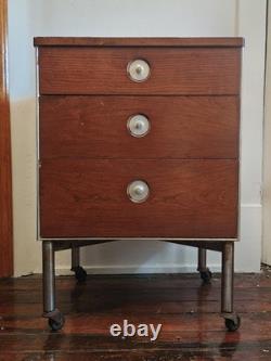 1960's Industrial MCM Raymond Loewy Hill Rom NightstaND Cabinet with drawers