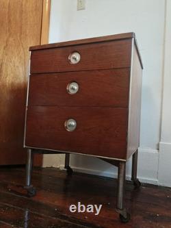 1960's Industrial MCM Raymond Loewy Hill Rom NightstaND Cabinet with drawers