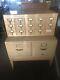 1960s Mid Century Blonde 17 Drawer Library Card Catalog Cabinet With Stand