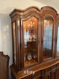 1971 Thomasville French Provincial Two Piece Lighted China Cabinet