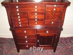 19th C 20 Drawer Mahogany Antique Dental Cabinet By The American Cabinet Co