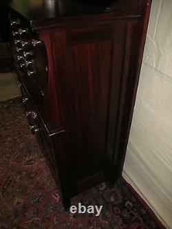 19th C 20 Drawer Mahogany Antique Dental Cabinet By The American Cabinet Co