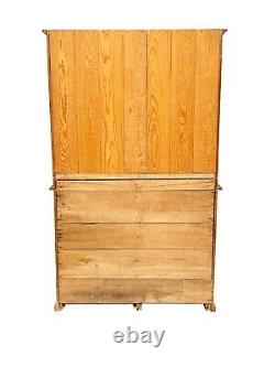 19th C Country Primitive Antique Shaker Maple Cabinet / Step Back Cupboard Hutch