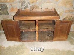 19th C OLD ORIGINAL EARLY PRIMITIVE GRAIN PAINTED DRY SINK WASH STAND CUPBOARD