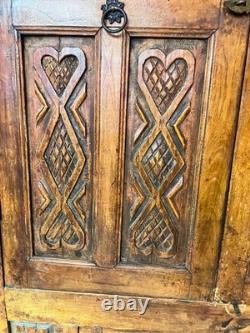 19th Century Antique Spanish Carved Wood Cupboard Cabinet Solid Wood