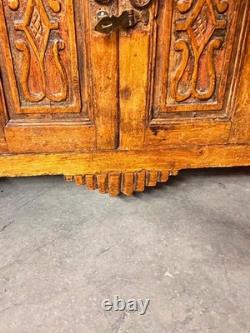 19th Century Antique Spanish Carved Wood Cupboard Cabinet Solid Wood