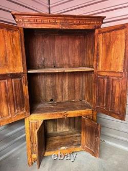19th Century Antique Spanish Carved Wood Cupboard Cabinet Solid Wood