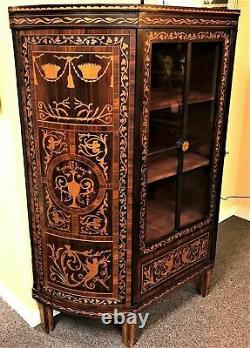 19th Century Dutch Marquetry Curio Cabinet