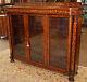 19th Century Dutch Marquetry Mahogany & Satinwood Inlaid Bookcase Cabinet