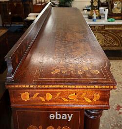 19th Century Dutch Marquetry Mahogany & Satinwood Inlaid Bookcase Cabinet