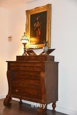 19th Century Empire Period Mahogany Chest of 6-Drawers Dresser Accent Cabinet