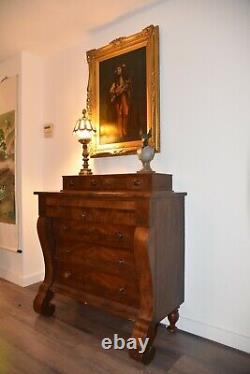19th Century Empire Period Mahogany Chest of 6-Drawers Dresser Accent Cabinet