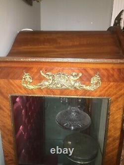 19th Century Victorian Era Curio Cabinet with Brass Accents