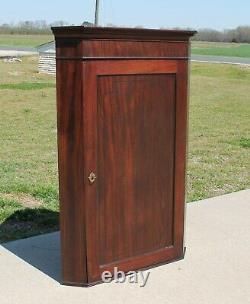 19th c Federal Mahogany Wall Corner Cabinet Cupboard with Butterfly Shelves