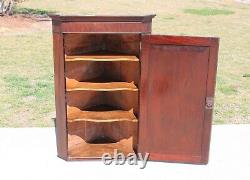 19th c Federal Mahogany Wall Corner Cabinet Cupboard with Butterfly Shelves