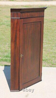 19th c Federal Mahogany Wall Corner Cabinet Cupboard with Butterfly Shelves