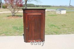 19th c Federal Mahogany Wall Corner Cabinet Cupboard with Butterfly Shelves