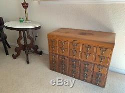 2 Antique Remington Rand oak library card catalogs Total Of 25 Drawers