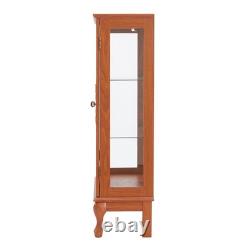 2 Door Curio Cabinet with Tempered Glass and Mirror, Lighted Display