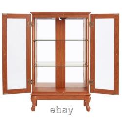 2 Door Curio Cabinet with Tempered Glass and Mirror, Lighted Display
