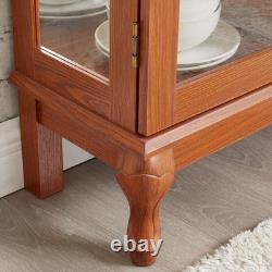 2 Door Curio Cabinet with Tempered Glass and Mirror, Lighted Display