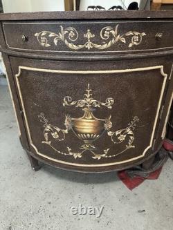 2 Maitland Smith Neoclassical Demilune Chiffonier Cabinet Commode Console Tables