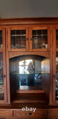 2 Piece Oak China Cabinet Late 1980s