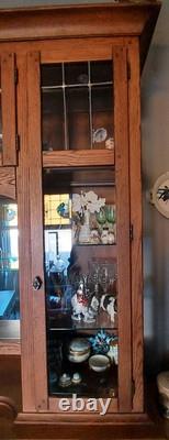2 Piece Oak China Cabinet Late 1980s