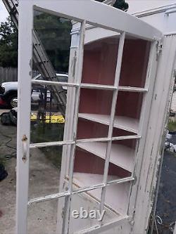 2 Rare Antique Corner Cabinets 12 Pane Divided Glass Door And Door On Bottom