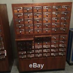 2 Vintage maple library card catalogue, 60 draws /