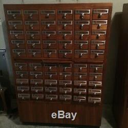 2 Vintage maple library card catalogue, 60 draws /