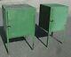 2 X Vintage Metal Industrial Cupboards Bedside Cabinets Factory Furniture Green