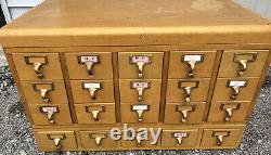 20 Drawer Card Catalog Wood File Cabinet Library Index Mid Century