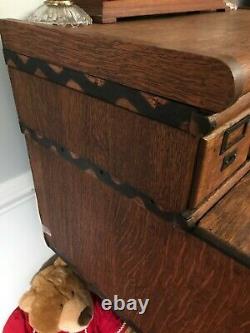 20TH C MACEY ANTIQUE 1/4 SAWN OAK 2 DRAWER FILE CABINET With 4 DRAW CARD CATALOGUE