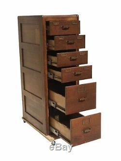 20th C Antique Arts & Crafts / Mission Oak 6 Drawer File Cabinet Library Bureau