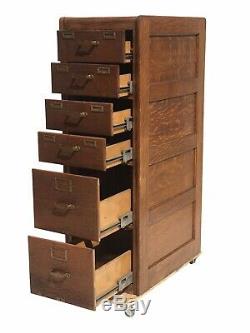 20th C Antique Arts & Crafts / Mission Oak 6 Drawer File Cabinet Library Bureau