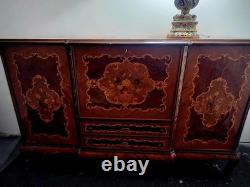 20th Century Antique Wood Cabinet with Marquetry Inlay