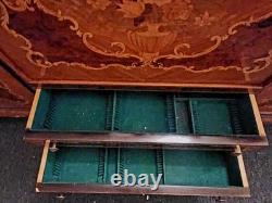 20th Century Antique Wood Cabinet with Marquetry Inlay