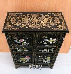 20th Century Vintage Chinese Cabinet By Jinlong Beijing Gold Inlaid Furniture