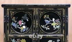 20th Century Vintage Chinese Cabinet By Jinlong Beijing Gold Inlaid Furniture