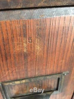 21380 Antique Wood Apothecary Storage Cabinet 9 Drawer Vintage Industrial Office