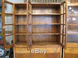 3 Antique Vintage 1937 Solid Maple China Cabinet Book Shelf School Cabinet Hutch